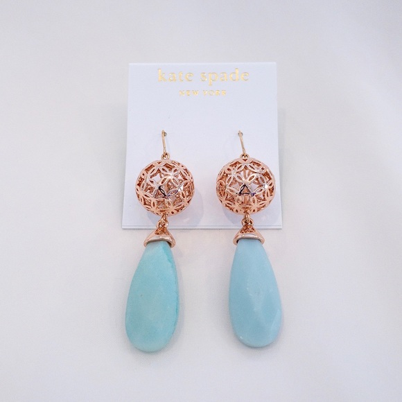 Kate Spade Deco Lace Rose Gold and Jade Earrings - Picture 1 of 3